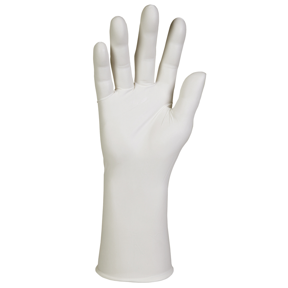 Kimtech™ G3 Sterile White Nitrile Gloves (56889), ISO Class 4 or Higher Cleanrooms, 6 Mil, Hand Specific, 12”, Size 6.5, 200 Pairs / Case, 4 Bags of 50 Pairs - 56889