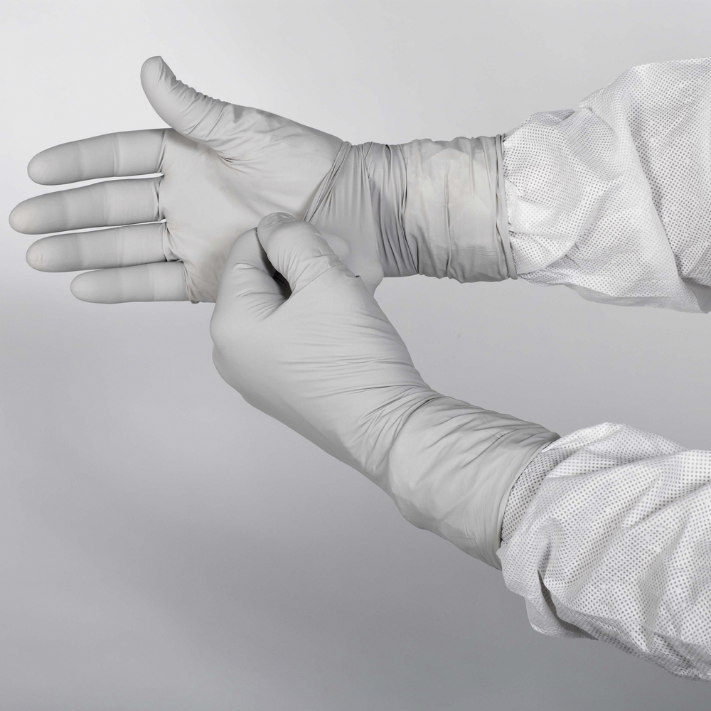 Kimtech™ G3 Sterile Sterling™ Nitrile Gloves (11823), 4 Mil, Cleanrooms, Hand Specific, 12”, Size 7, Gray, 300 Pairs / Case - 11823