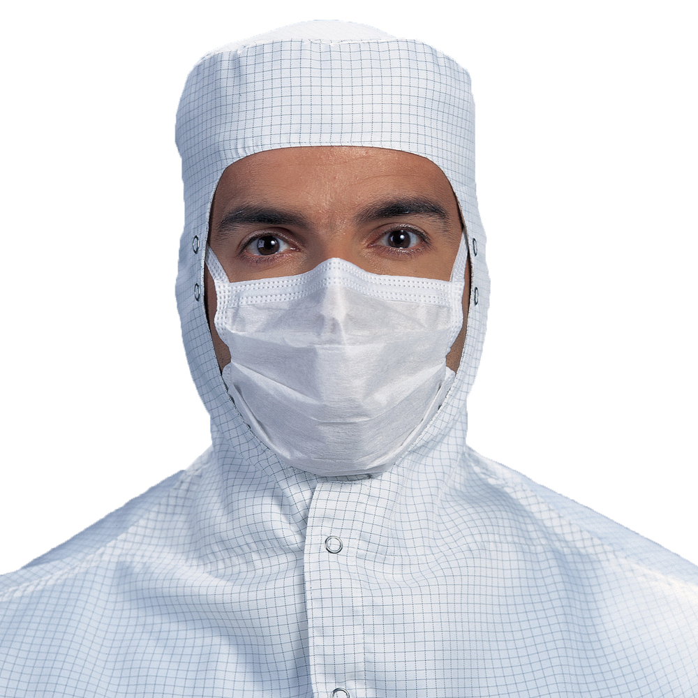 Kimtech™ M3 滅菌フェイスマスク（62494）、プリーツ型、ソフトひも、9インチ、二重袋、白色、フリーサイズ、200枚/ケース（20枚入×10袋） - 62494