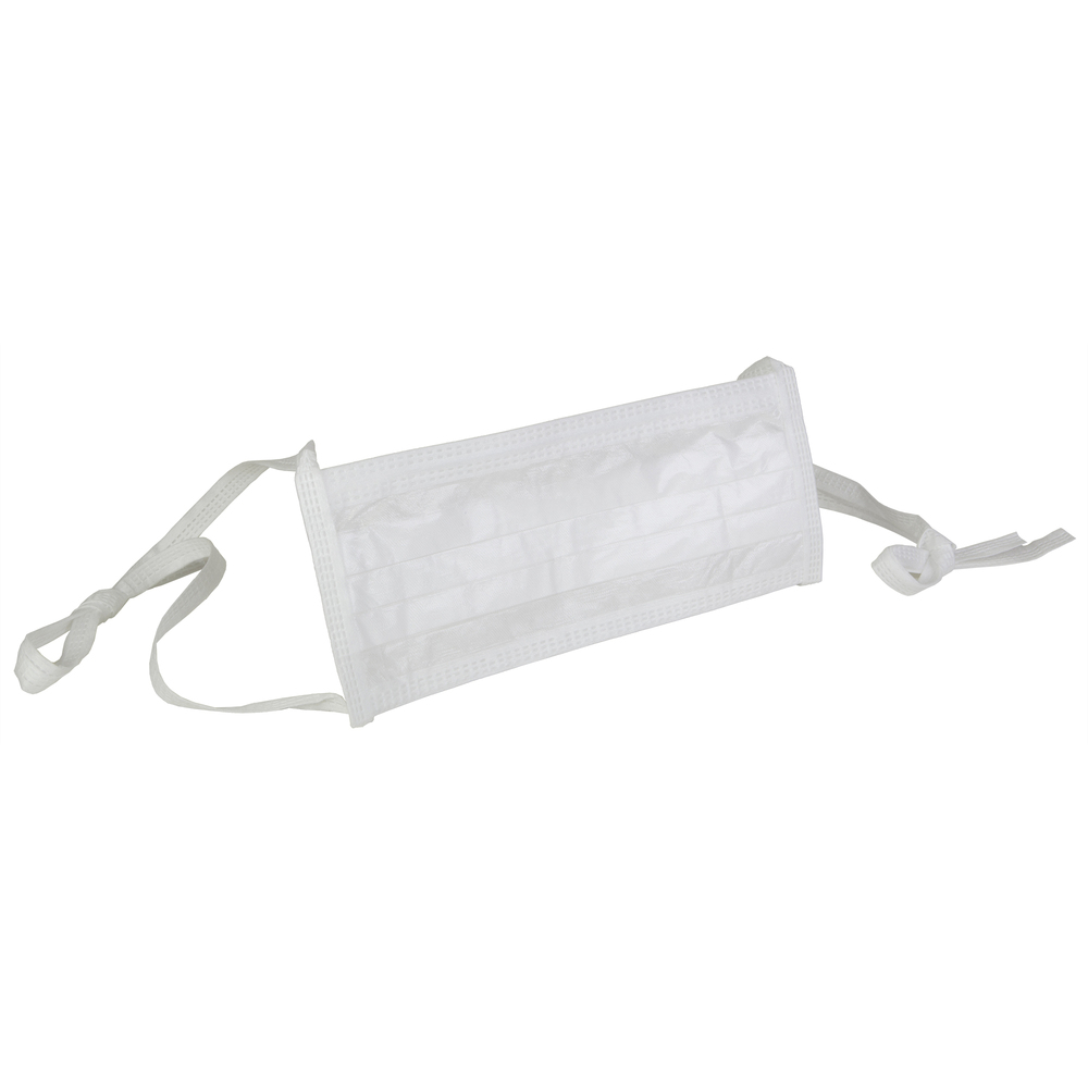 Kimtech™ M3 Sterile Face Masks (62494), Pleat-Style, Soft Ties, 9”, Double Bag, White, One Size, 200 Masks / Case, 20 / Bag, 10 Bags - 62494