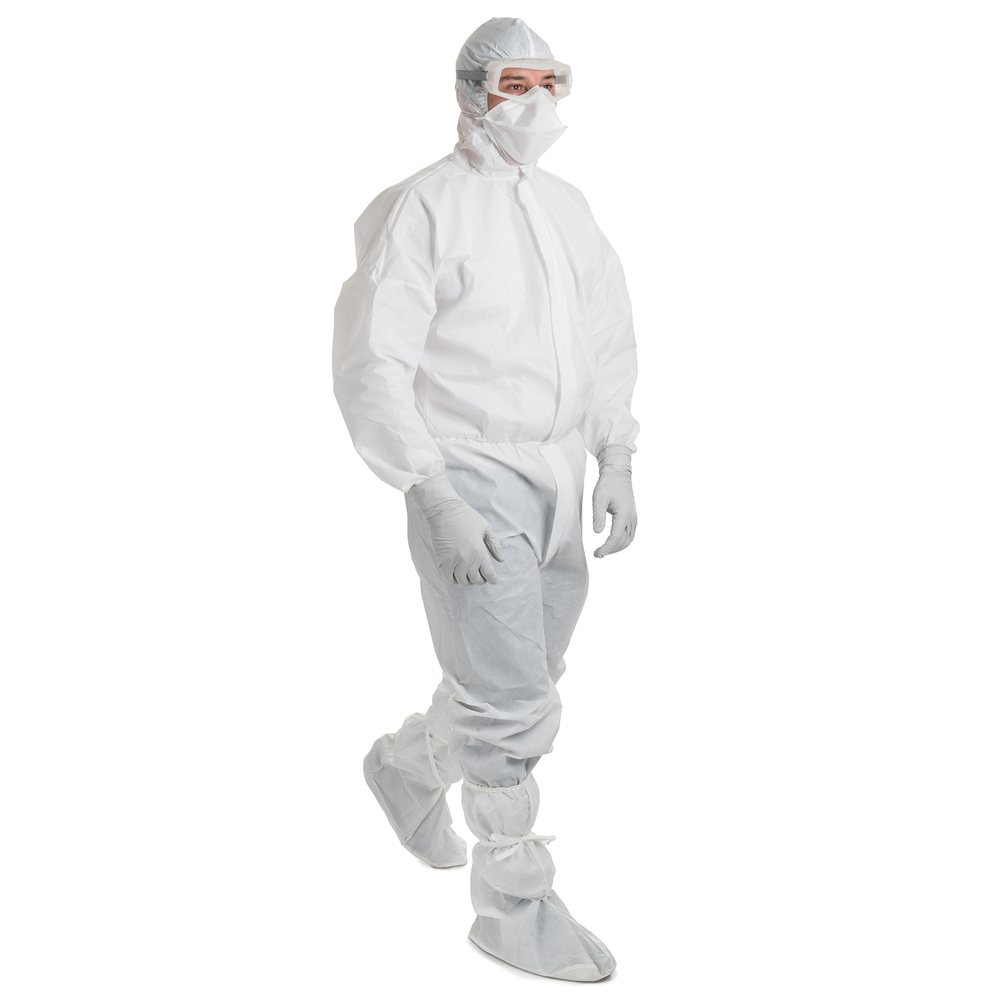 Kimtech™ A6 Breathable Liquid Protection Coveralls (47683), Covered Zipper, Elastic Cuffs, Thumb Loops, Hood, White, Large, 25 / Case - 47683