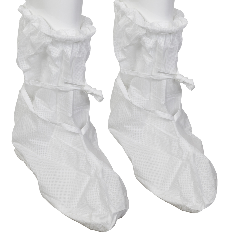 Kimtech™ A5 Cleanroom Boot Covers (88850), Ties, White, Universal Size, 100 Pairs / 200 Each / Case - 88850
