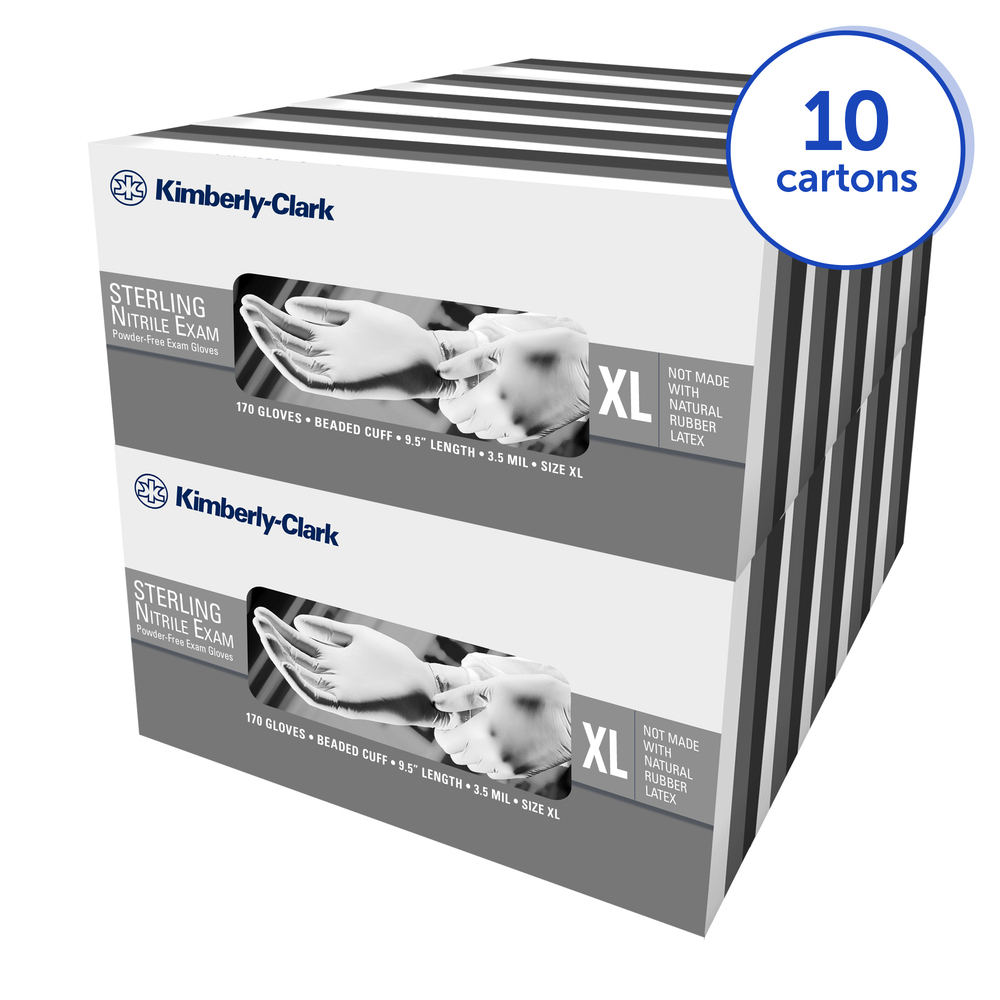 Kimberly-Clark™ Sterling™ Nitrile Exam Gloves (50709), 3.5 Mil, 9.5”, Ambidextrous, XL, 170 / Dispenser, 10 Dispensers, 1,700 Grey Gloves / Case - 50709